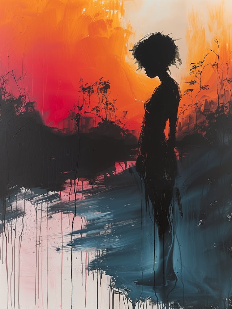 Silhouette Of A Woman At Sunset