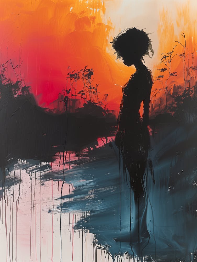 Silhouette Of A Woman At Sunset