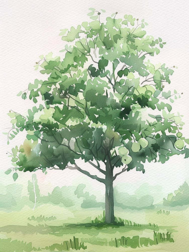 Pear Tree Atmospheric Watercolour Painting 2