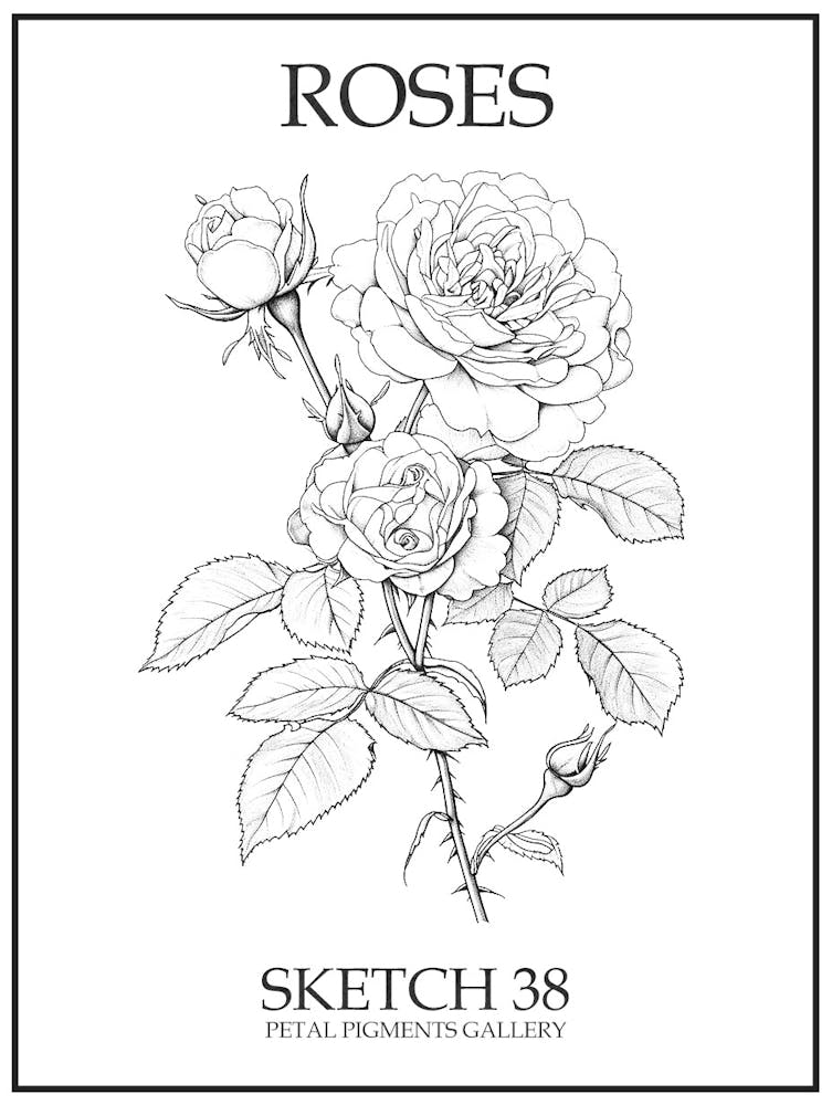 Roses Sketch 38 Poster