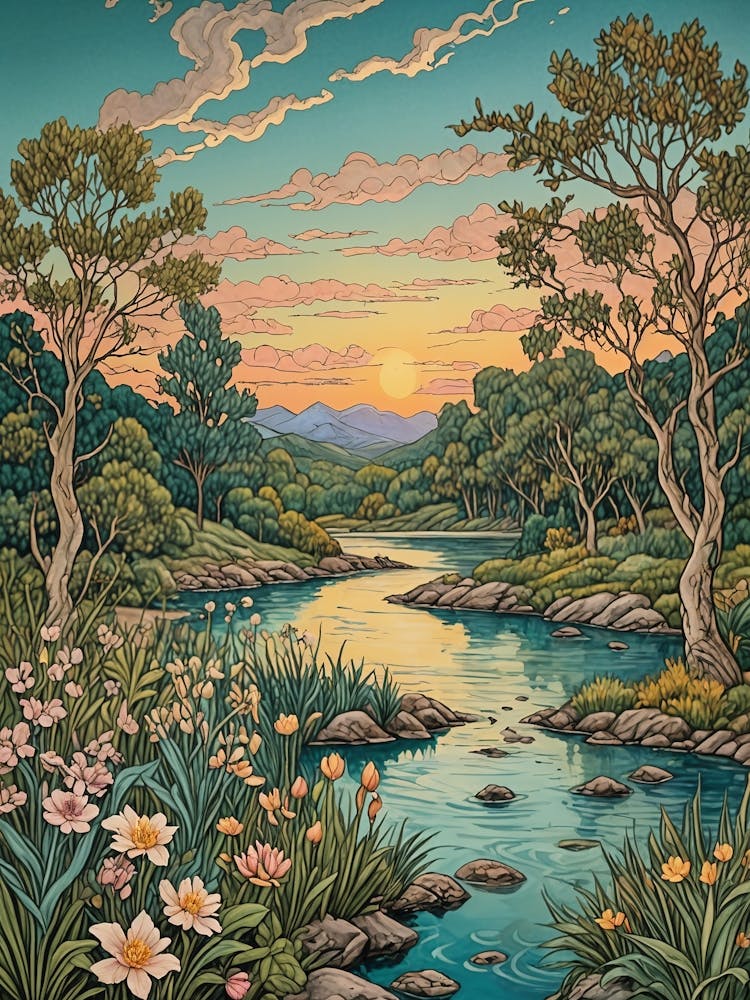 Coucher de Soleil Au Bord de la Rivière no5