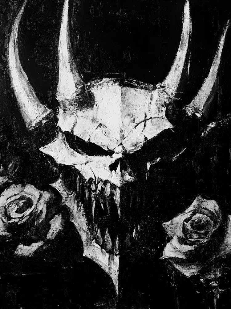 Crâne de Démon Avec des Roses