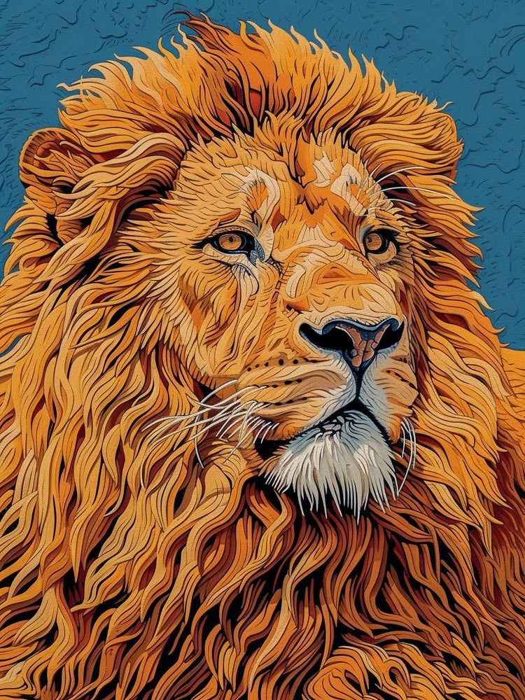 Barbary Lion Relief Illustration Male 2