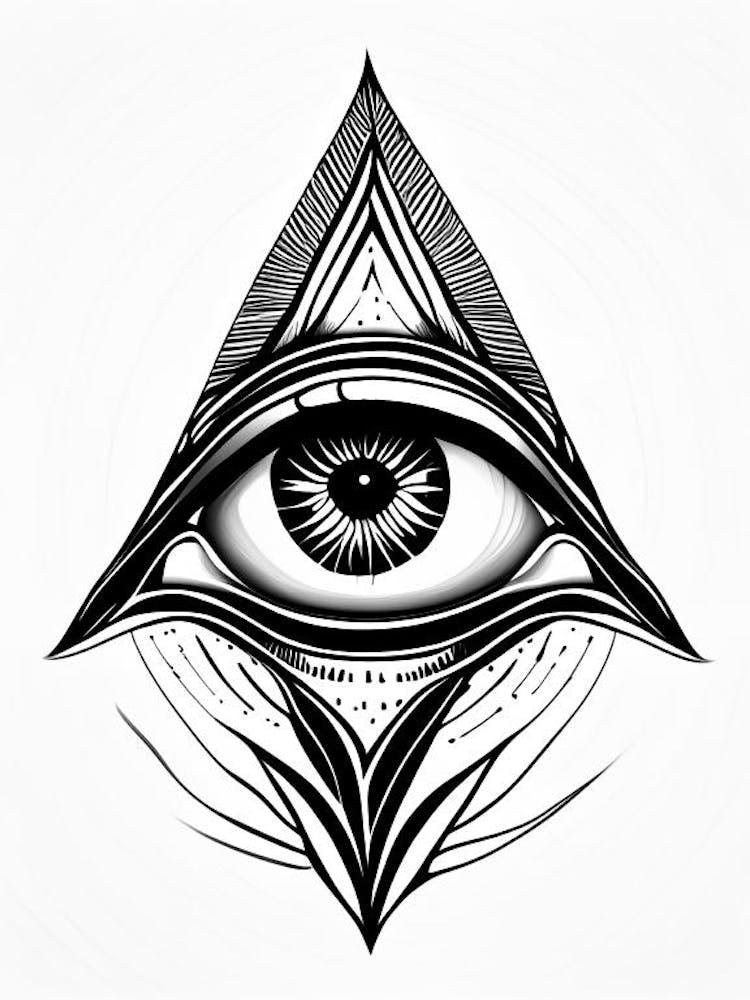 Digital Art, Symbol, Third Eye Simple Black & White Illustration 1