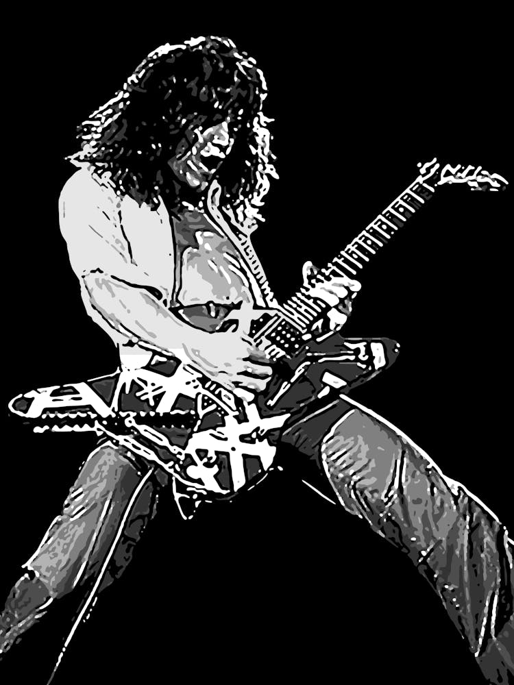 Eddie Van Halen Musician American Rock Guitarist Legend in Grayscale