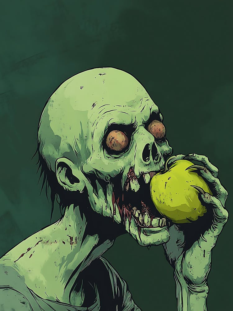 Scary Zombie Eating An Apple 10