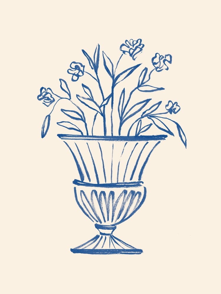 Garden Pot Floral Antique Vase Greco-roman Still Life - Blue