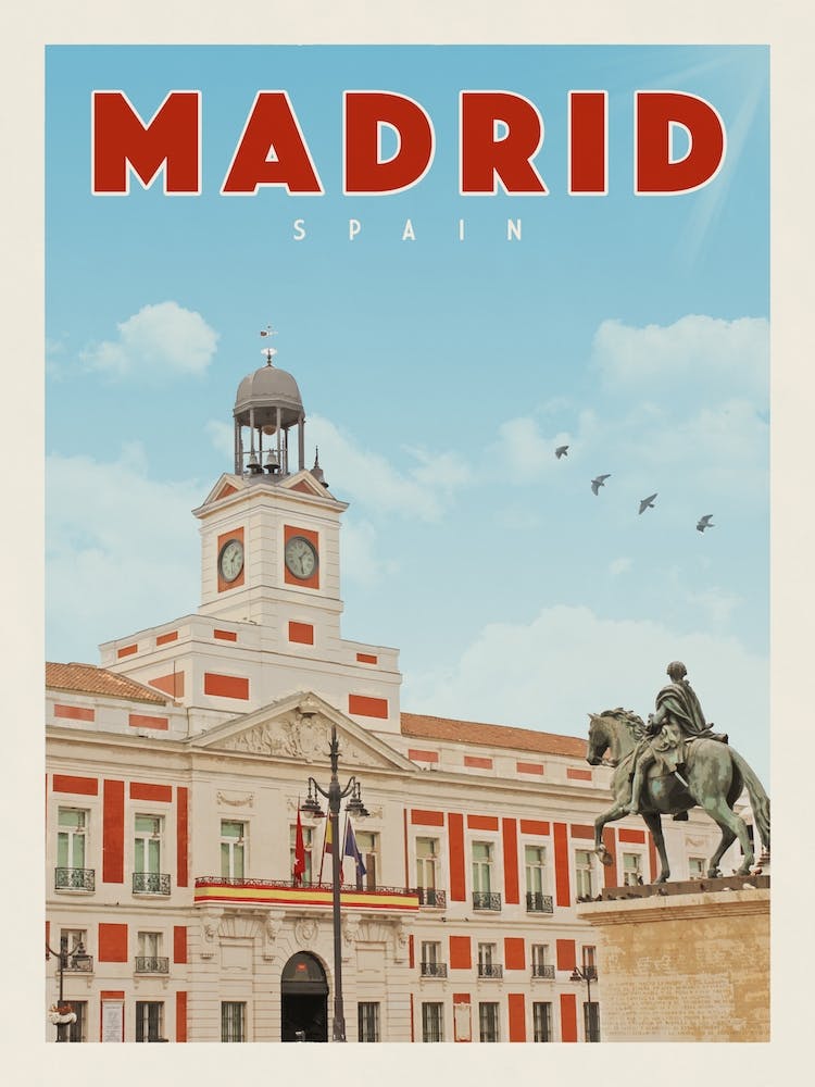 Madrid Spanien Puerta Del Sol Reiseplakat