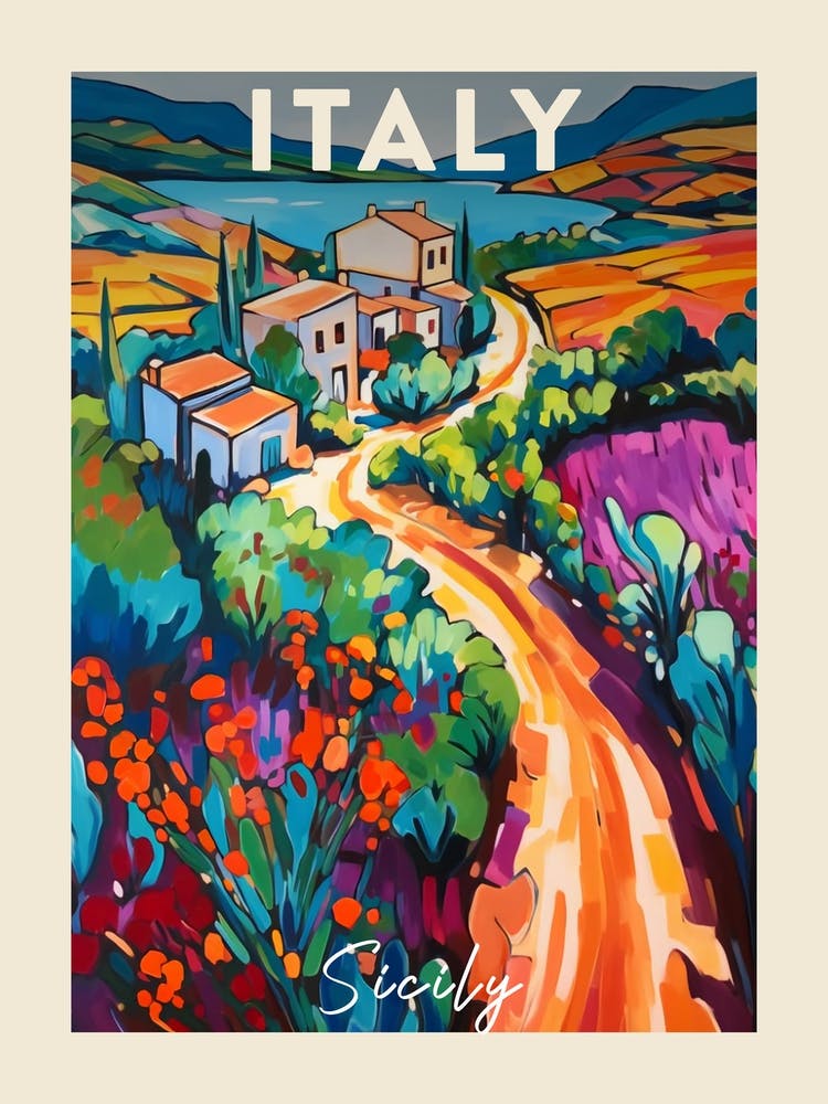 Sicily Italy 2 Fauvist Painting Travel Poster