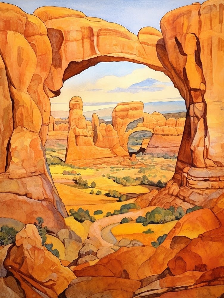 Autumn National Park Painting Arches National Park Utah Usa 3