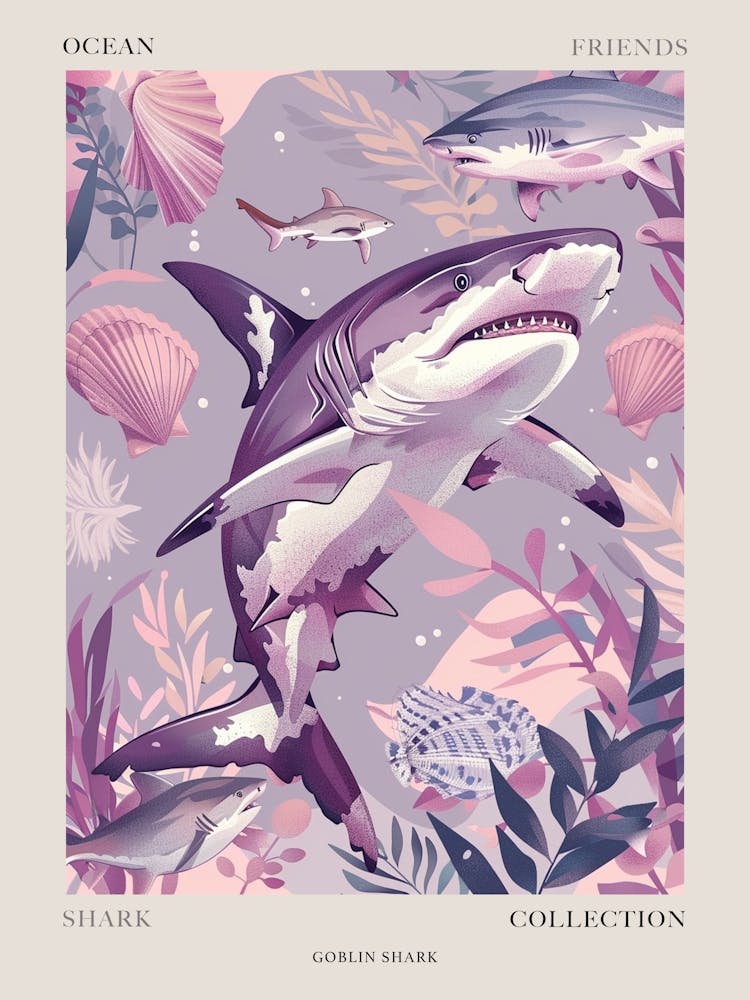 Purple Goblin Shark Illustration 2 Poster