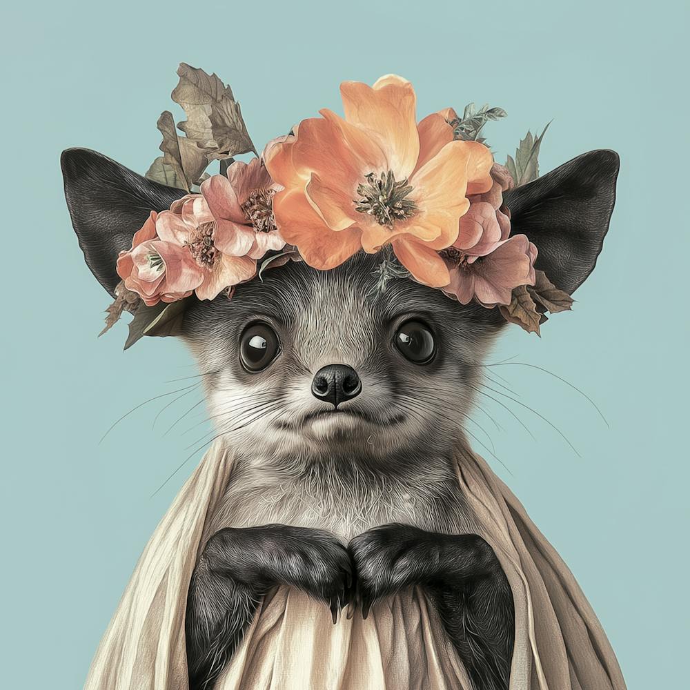 Flying Fox In Flower Crown