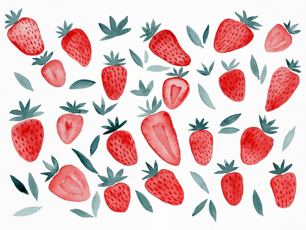 Aquarell-Erdbeeren