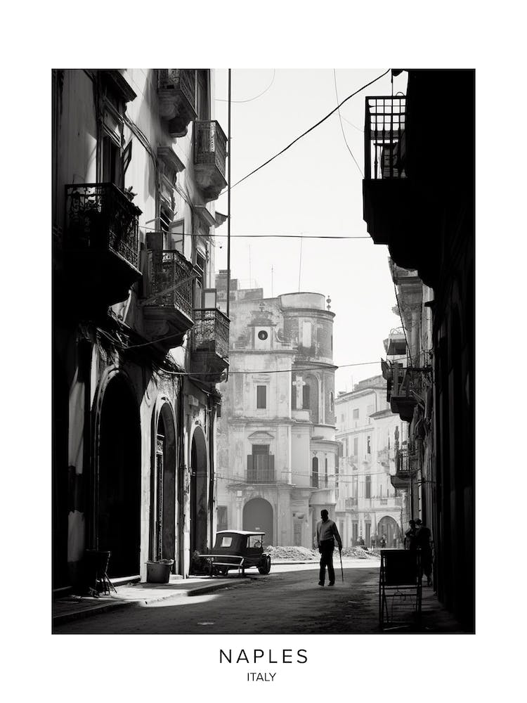 Poster von Neapel, Italien, Schwarz-Weiß Analogfotografie 3