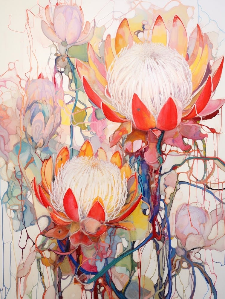 Abstract Flower Painting Protea 2