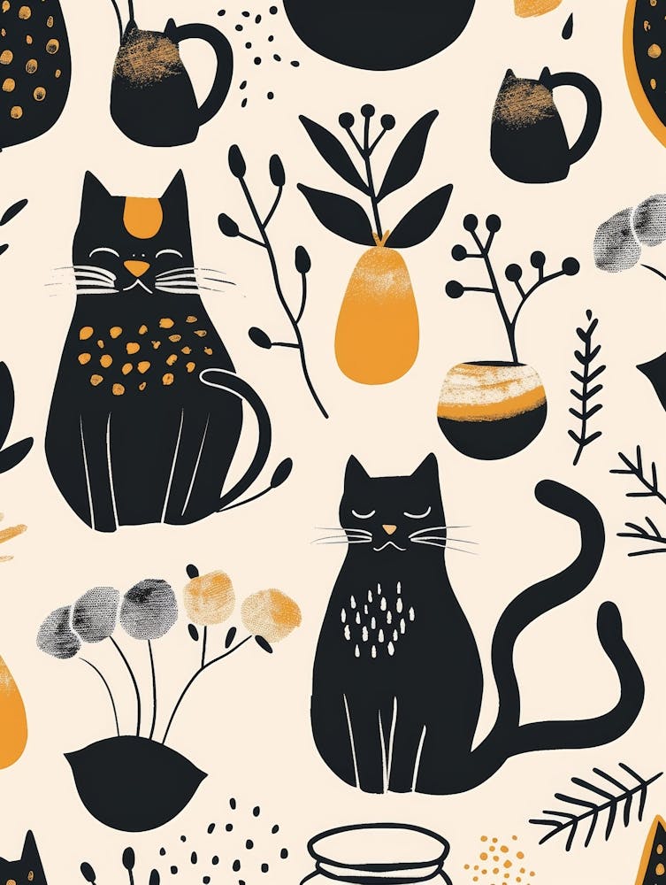 Seamless Pattern With Cats