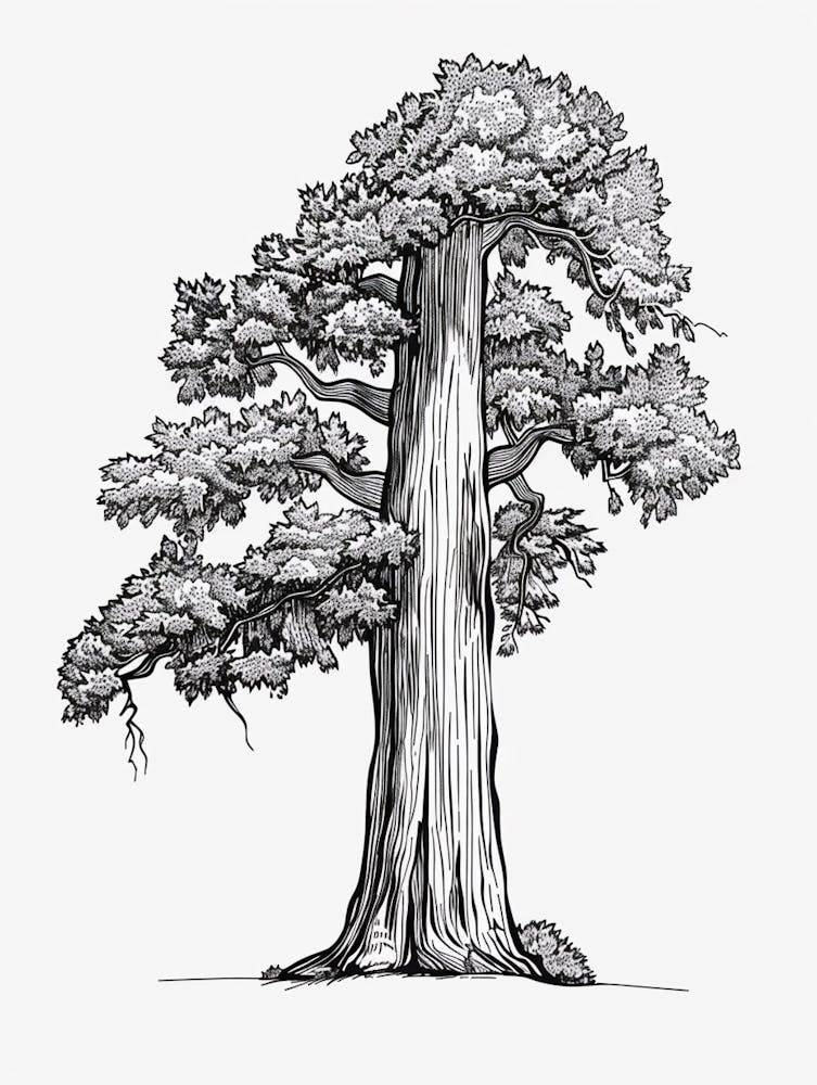 Sequoia Tree Minimalistic Drawing 2