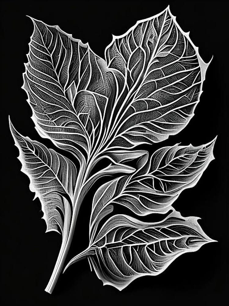 Wild Sarsaparilla Leaf Linocut