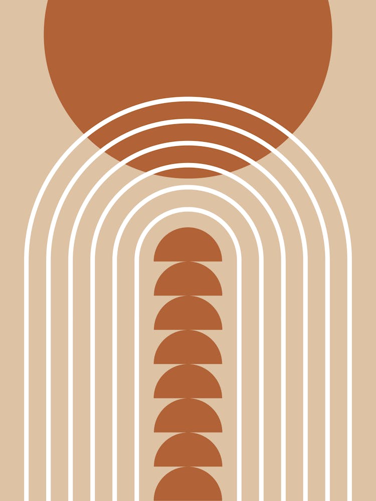 Modern Mid Century Gateway Sun Rainbow 6 In Brown Beige 01