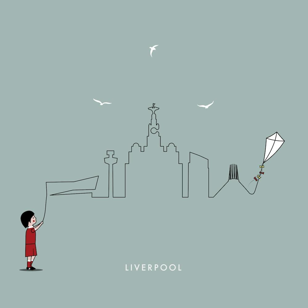 Liverpool Skyline Sea Grey