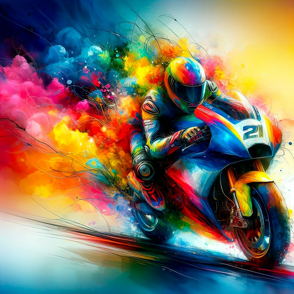 Colorful Motorcycle Rider