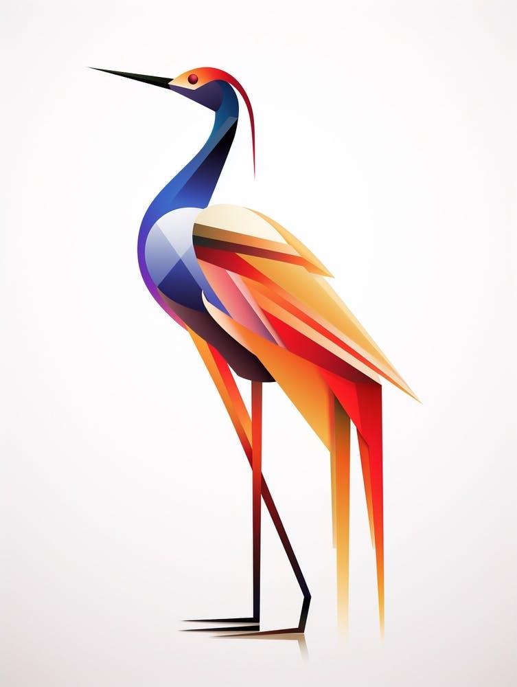 Colourful Geometric Bird Crane 2