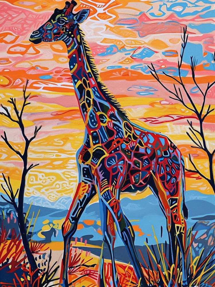 Colourful Giraffe With Patterns 7