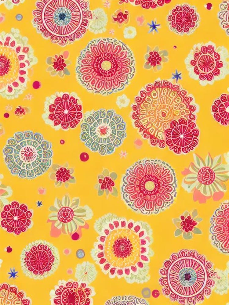 Cosmos Floral Print Retro Pattern 2 Flower