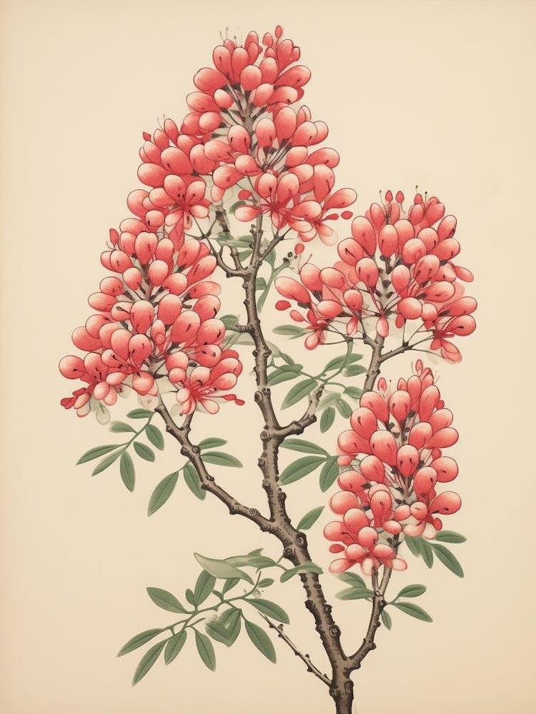 Hagi Bush Clover 1 Vintage Japanese Botanical