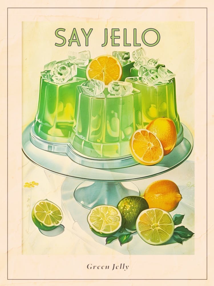 Lime Green Jelly Vintage Cookbook Inspired 2 Poster