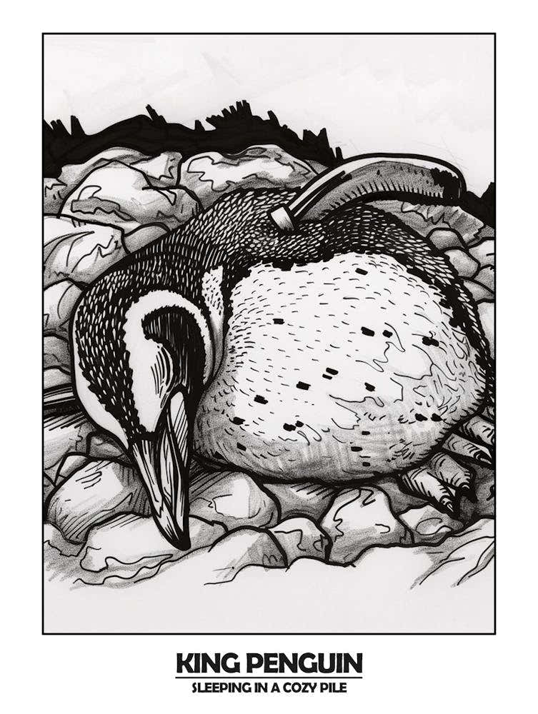 Penguin Sleeping In A Cozy Pile Poster 5