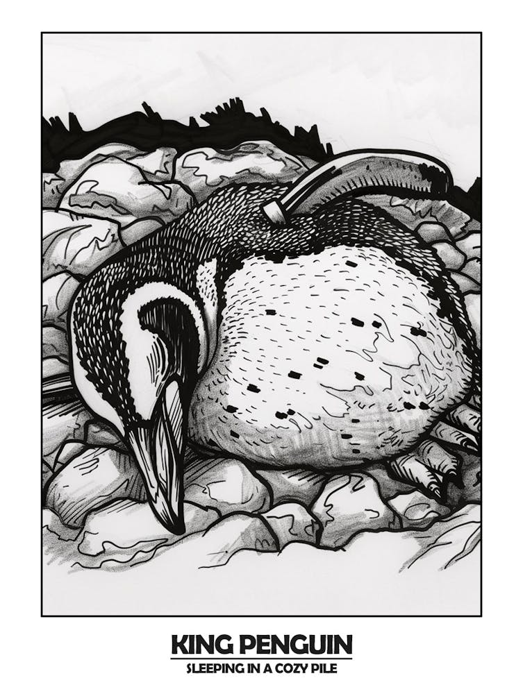 Penguin Sleeping In A Cozy Pile Poster 5