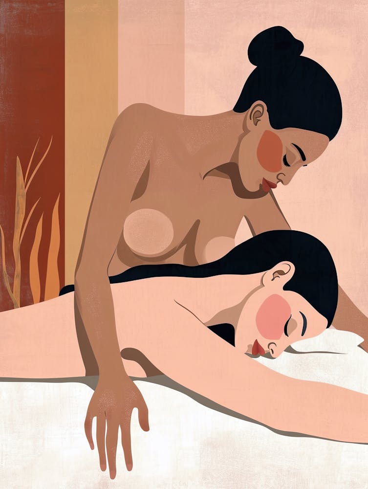 Zwei Nackte Frauen Bei Einer Massage