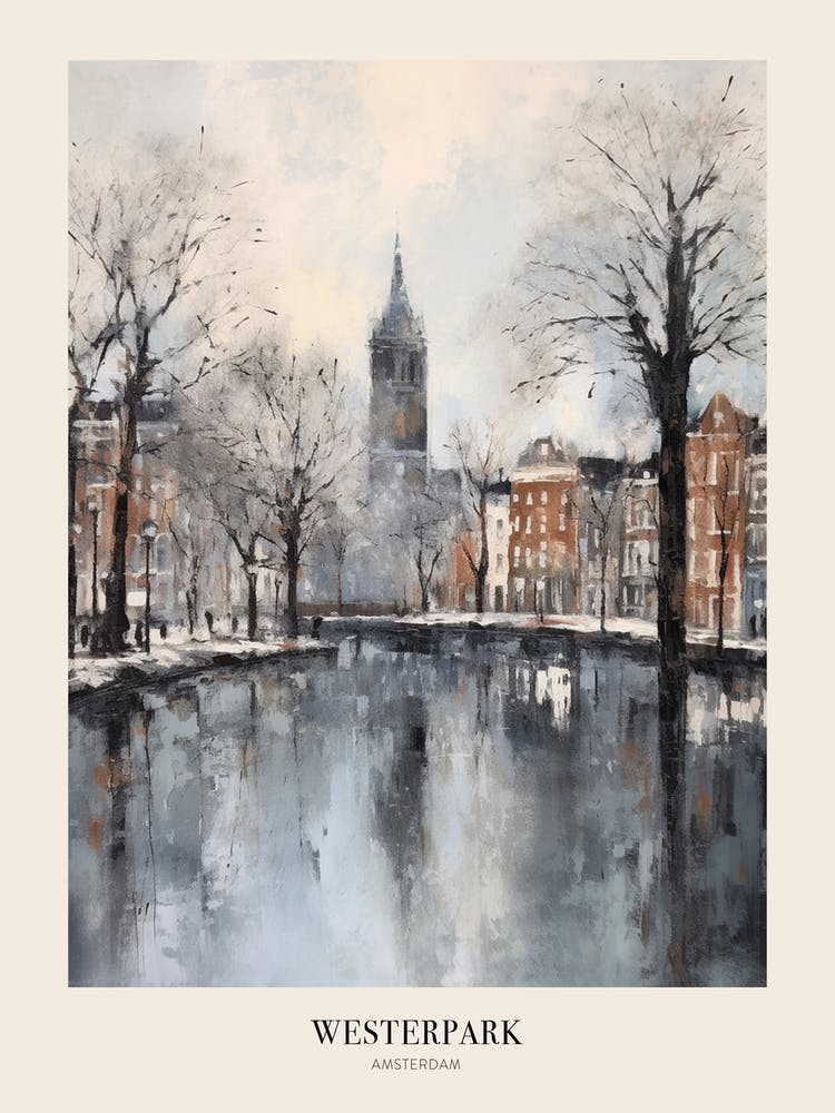 Winter City Park Poster Westerpark Amsterdam Netherlands 4