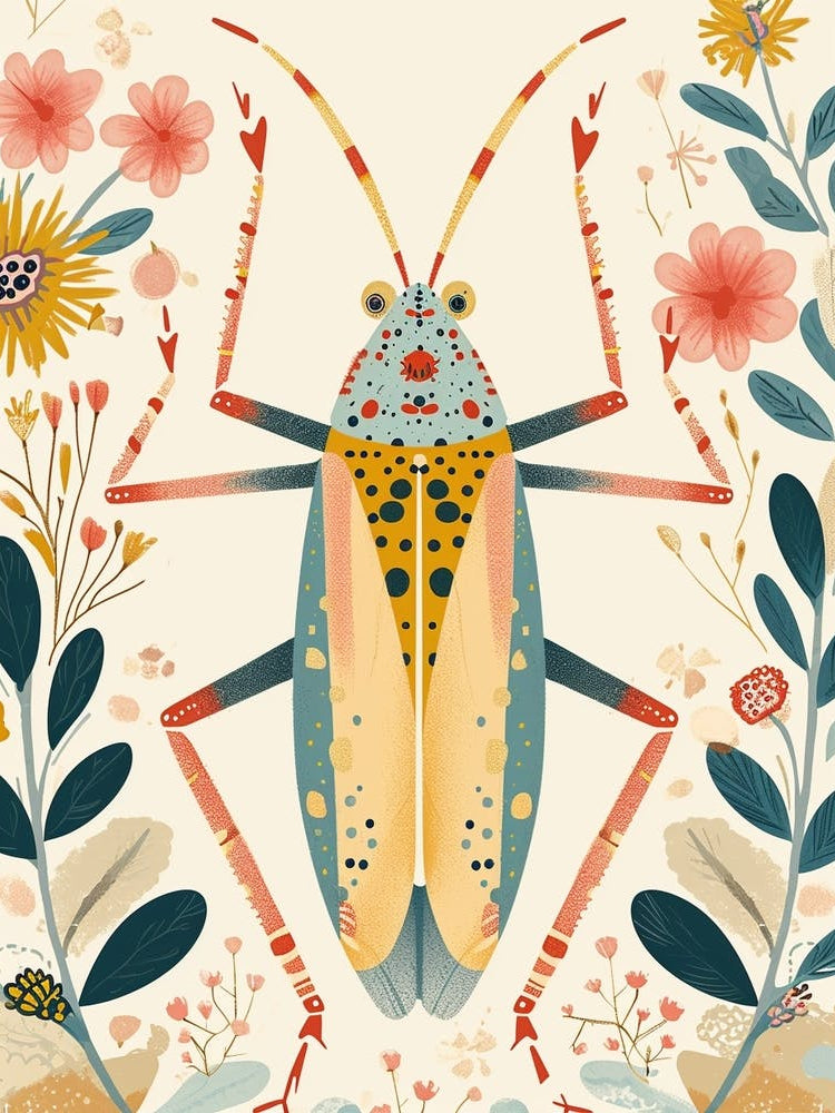 Colourful Insect Illustration Katydid 14