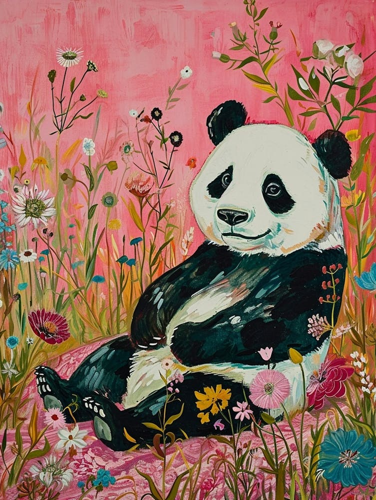 Floral Animal Painting Panda 4