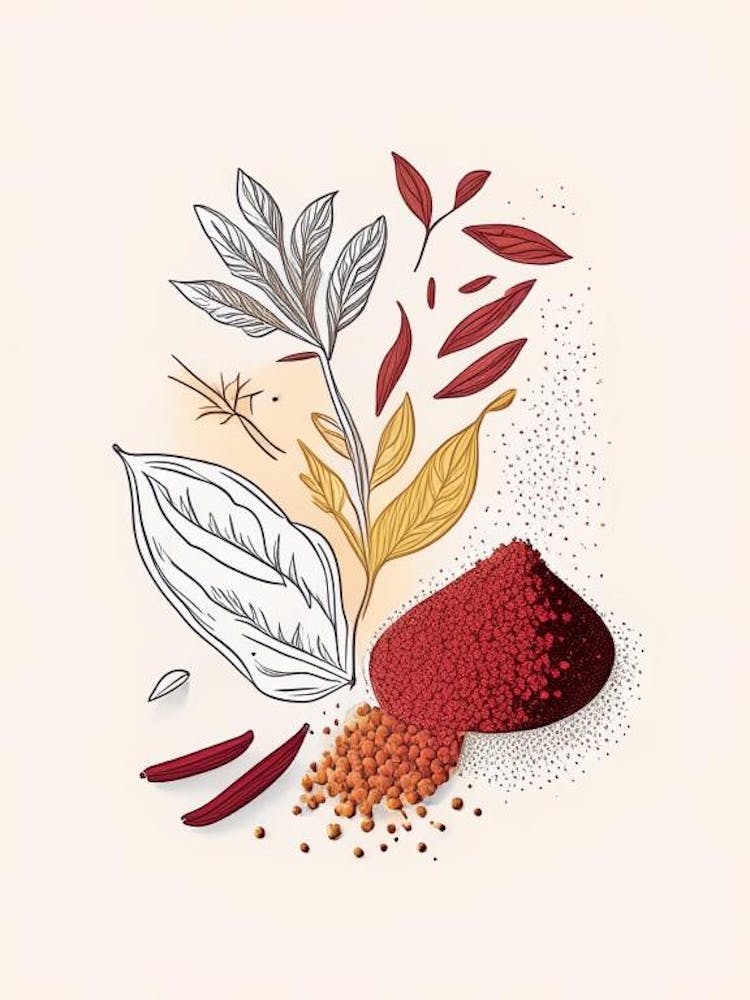 Poudre de Chili Épices Et Herbes Dessin au Trait Minimaliste 3