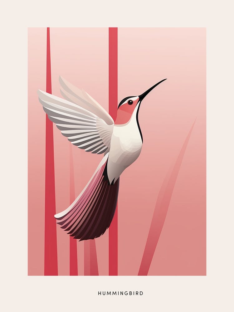 Minimalist Hummingbird 3 Bird Poster