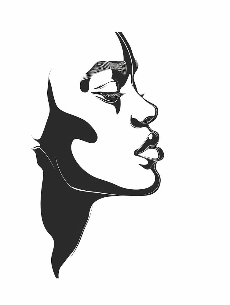 Visage Abstrait - Art Linaire - Dessin au Trait de Visage Abstrait