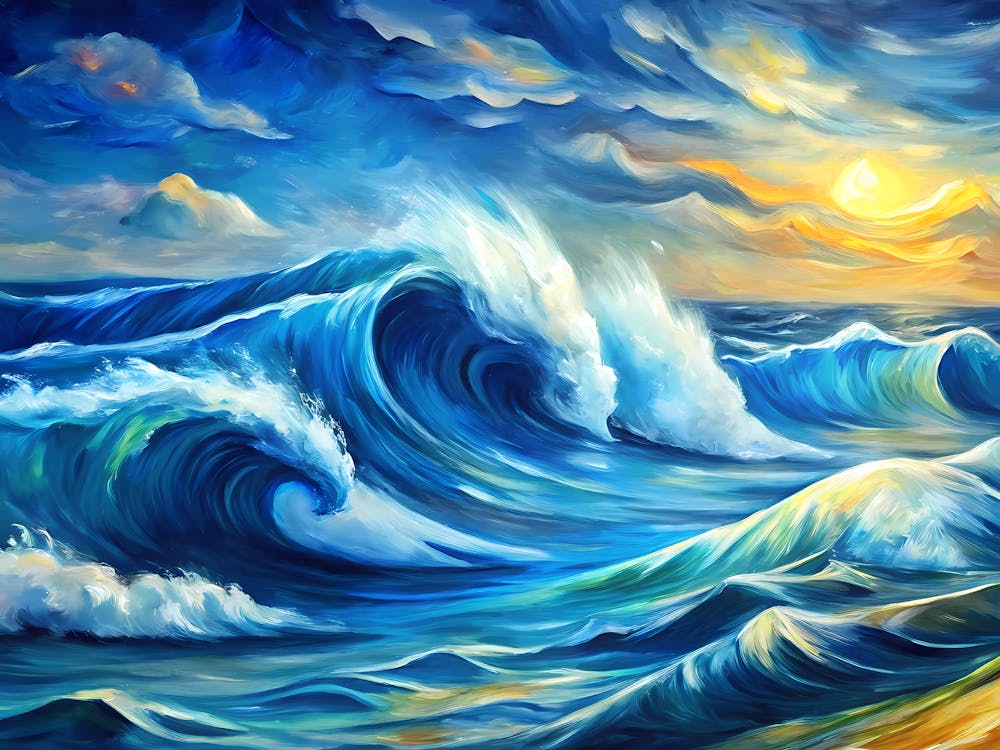 van goghOcean Waves At Sunset