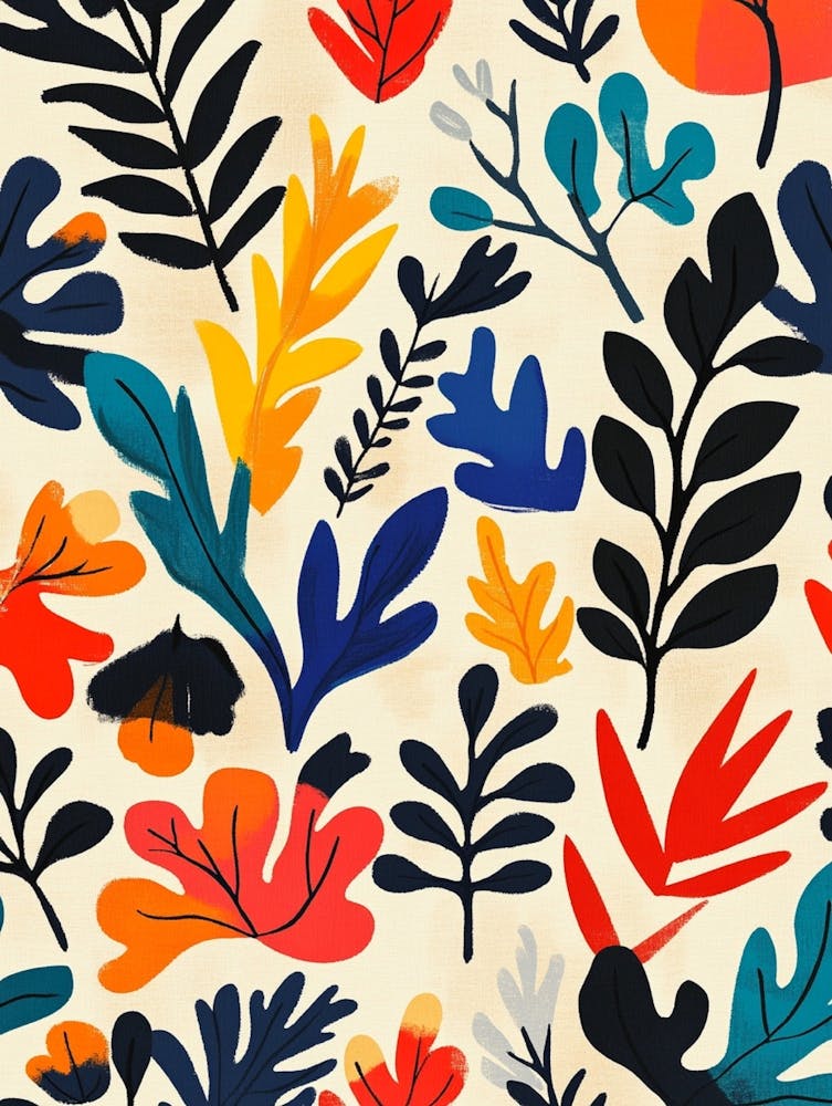 Seamless Pattern With Colorful Leaves 1