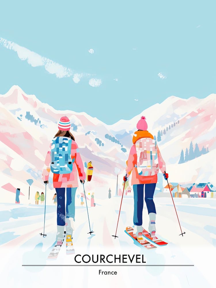 Courchevel   France, Ski Resort Poster Illustration 0