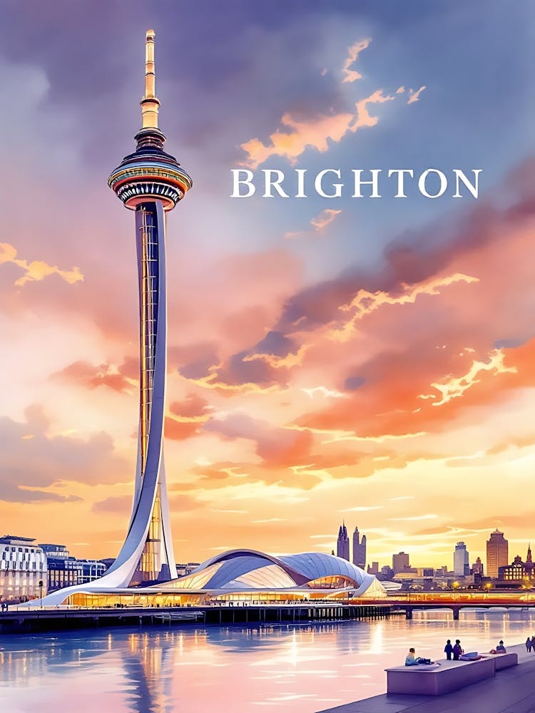 Brighton Watercolor Vintage Travel V 04