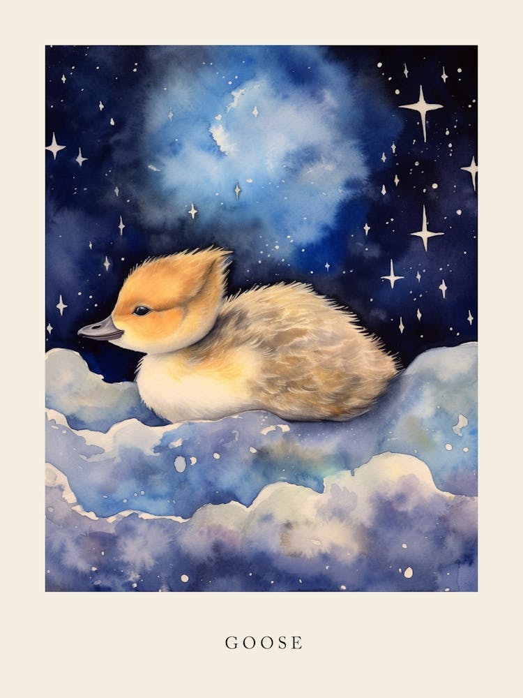 Baby Goose 2 Sleeping In The Clouds Nursery Poster