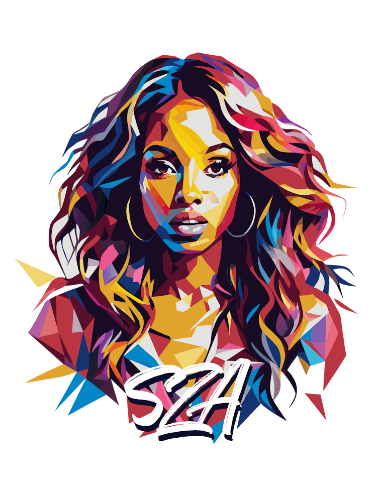 Sza 03 Portrait Music Icon WPAP Pop Art Style