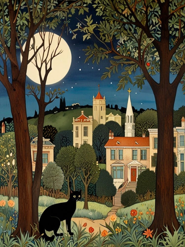 William Morris Cat In The Moonlight 45
