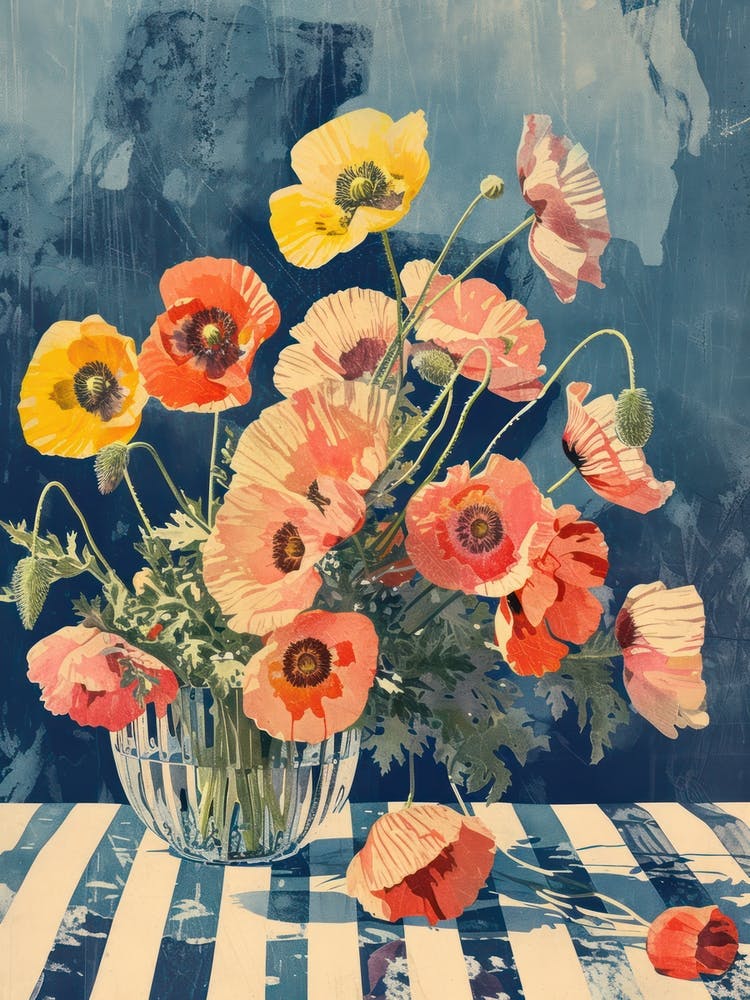 Poppy Flowers On A Table   Contemporary Illustration 1