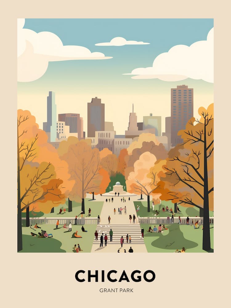 Grant Park Chicago Travel Poster
