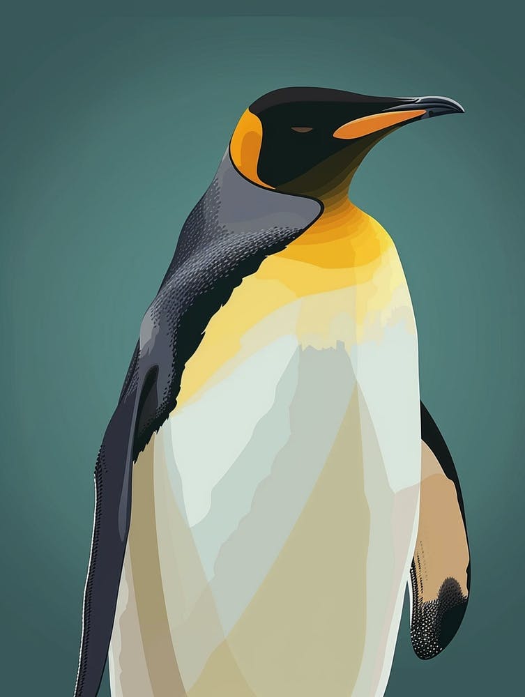 Emperor Penguin Cuverville Island Minimalist Illustration 4