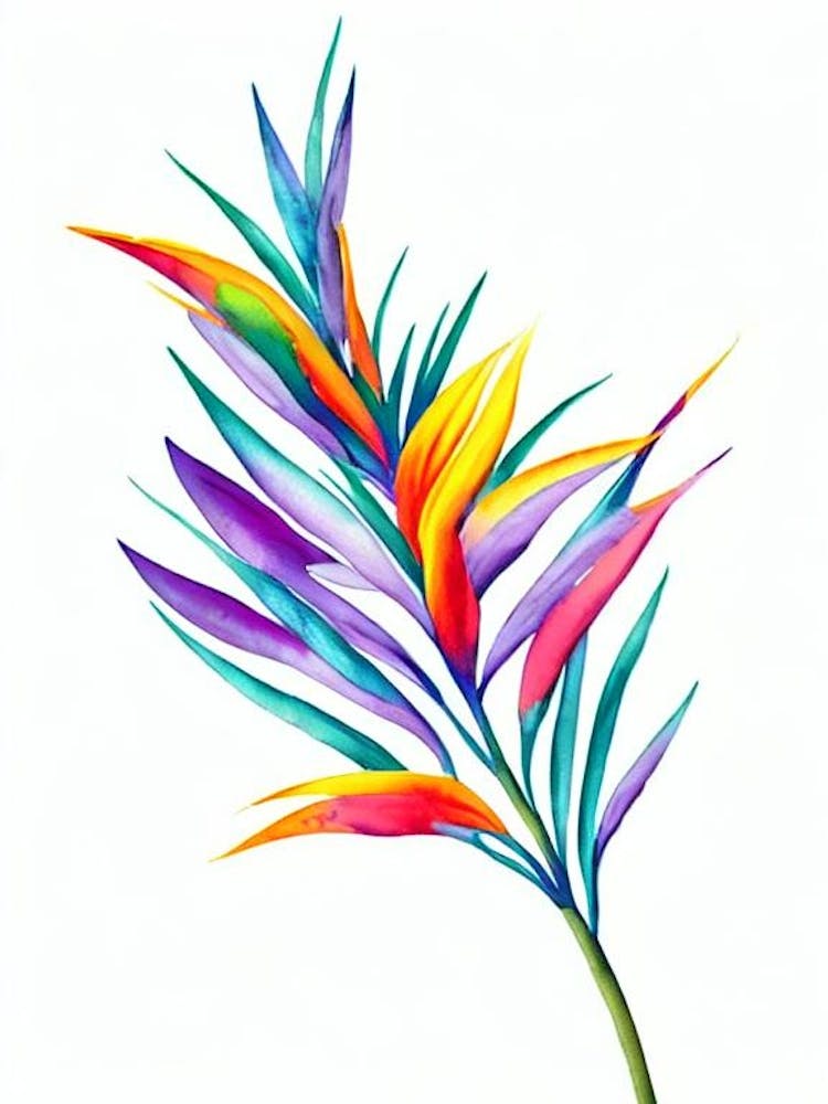 Bird Of Paradise Watercolour Flower
